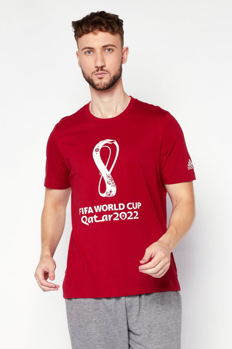 Adidas Men Sportswear Fit Short Sleeves Outdoor T-Shirt, Red - Image 1